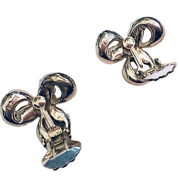 Vintage Rhinestone Clip on Earrings, Signed Bogoff, Glam - Picture 8 of 8